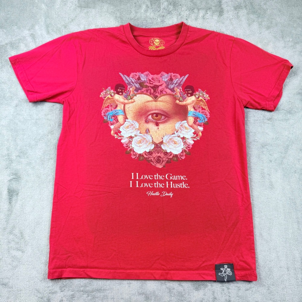 Muerte Hustle Daily Graphic T-Shirt Red Mens Medium Cherub Balaclava Streetwear